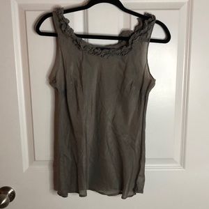 Gap Medium Gray Ruffle Trim Sheer Tank